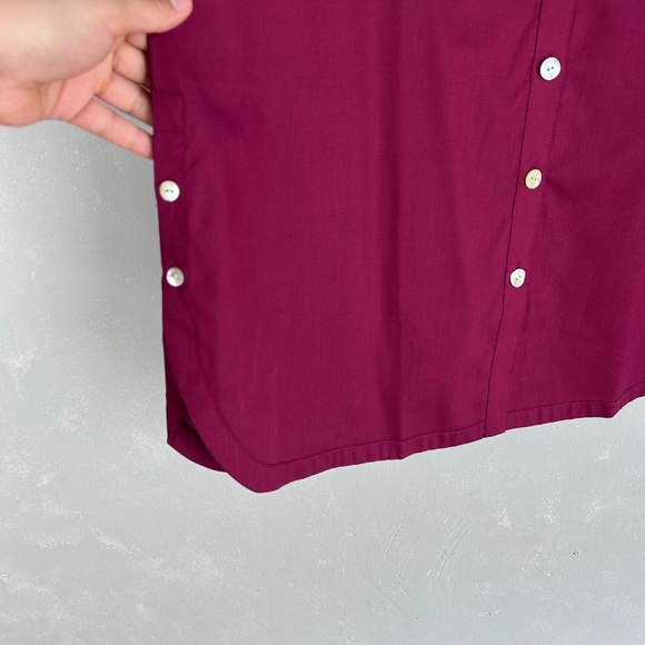 Foxcroft plus size 18 long sleeve button up burgundy wrinkle free poplin cotton - Picture 5 of 15